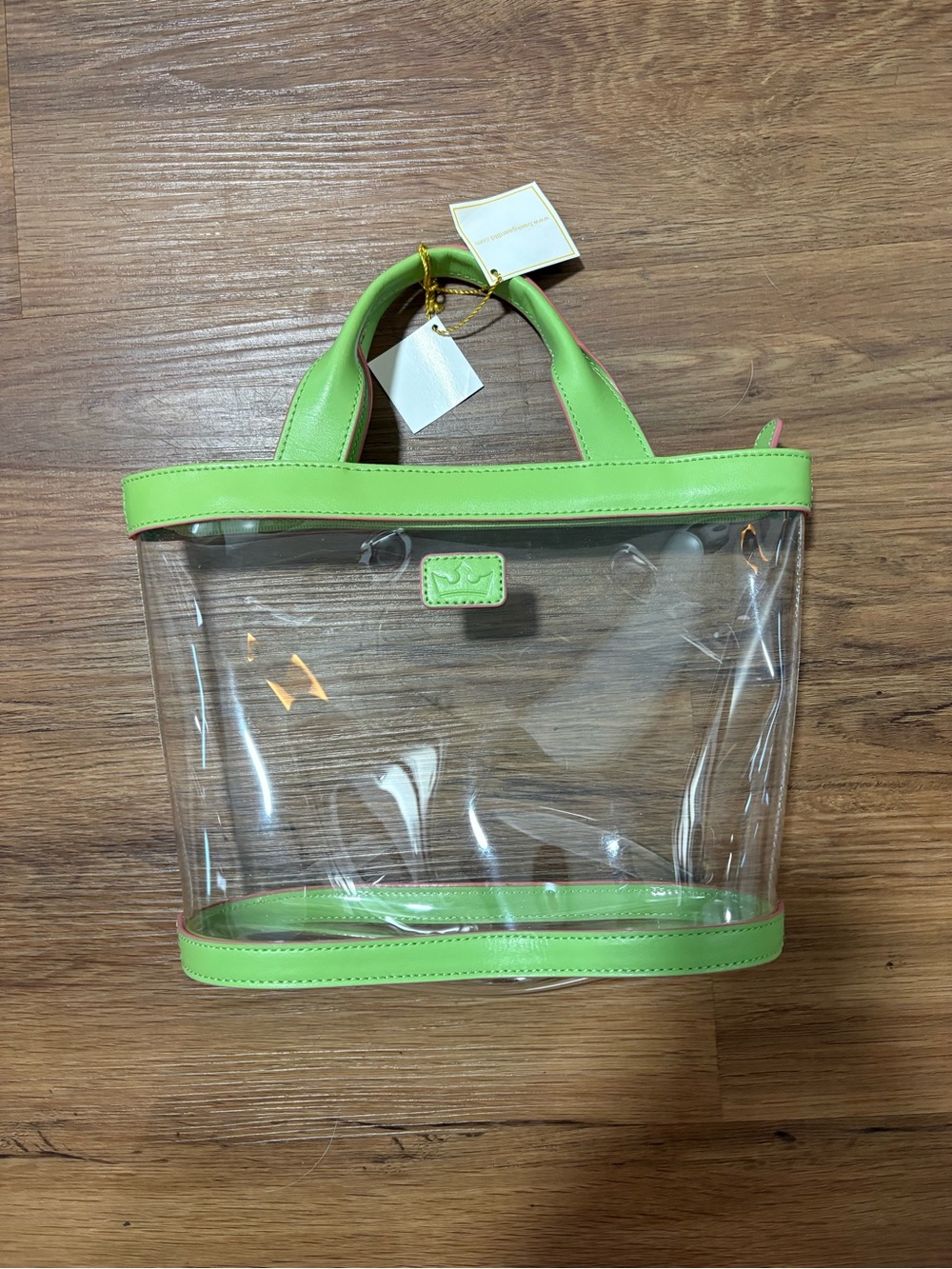 Baekgaard Mini Zip Tote Clear Stadium Bag Apple Green Coral NWT PVC Purse